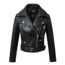 Load image into Gallery viewer, manteau noir en faux cuire