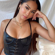 Load image into Gallery viewer, haut bustier en cuire noir