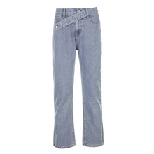 Load image into Gallery viewer, "crossover" jeans a taille haute pour femme
