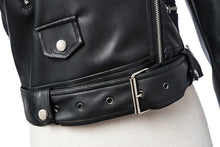 Load image into Gallery viewer, manteau noir en faux cuire
