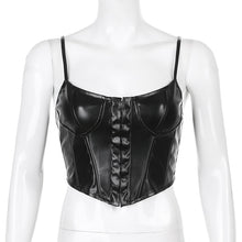 Load image into Gallery viewer, haut bustier en cuire noir
