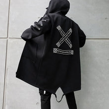 Load image into Gallery viewer, manteau noir avec motifs
