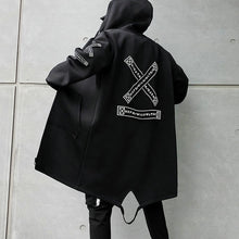 Load image into Gallery viewer, manteau noir avec motifs
