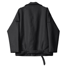 Load image into Gallery viewer, manteau noir en faux cuire "oversized"
